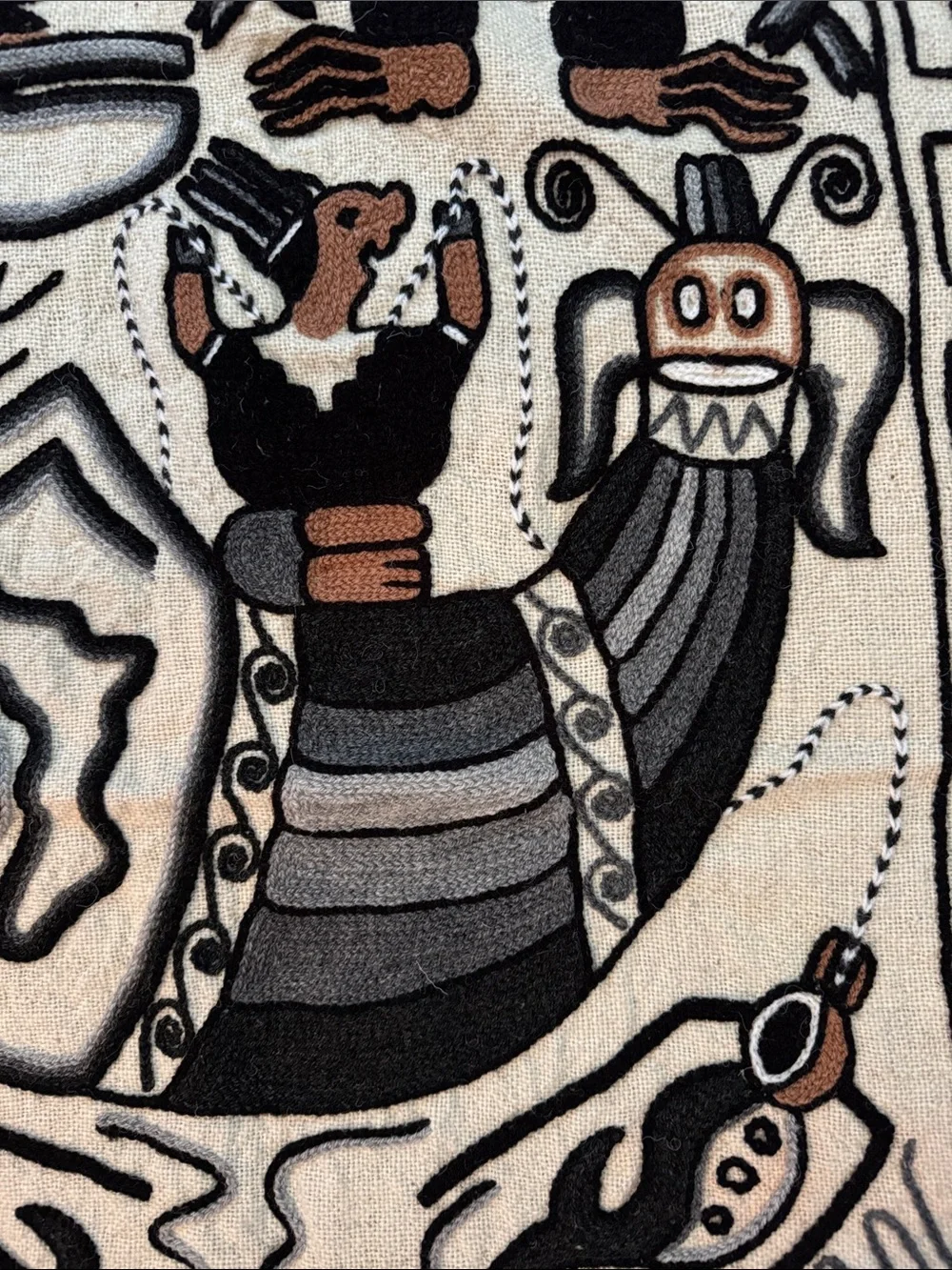 Embroidered Aztec Mayan Inca Hand Woven Tapestry